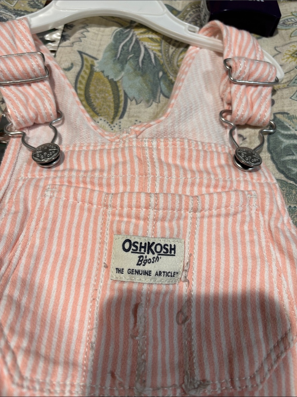 OshKosh B'gosh Light Pink Striped Kids Overalls - Picture 2 of 3